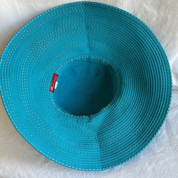San Diego Hat Company aqua and cream fabric sun hat main image 5